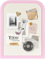 Bulletin Board with Linen, 23.6x17.7 inches Bulletin Board with Pink Wood Style Frame, Decorative Hanging Pin Board Vision Board Message Board for Office School Home Decor(2R2S,L-PK4560,1p) by Aitakatta