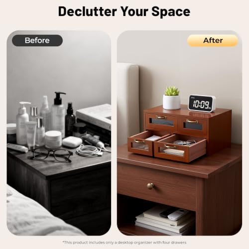 Desktop Storage Cabinet with 4 Drawers,Wooden Storage Drawers for Table,Decorative Desk Organizing Cabinets for Home and Office - Image 6