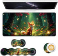 Keyboard Mouse Pad Set, Extended Gaming Mouse Pad+Ergonomics Keyboard Wrist Rest Support, Memory Foam, Easy Typing Pain Relief, 4Pcs XL Ultra Thick Desk Mat,Cute Fox by Vobber