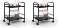 SunnyPoint 2-Tier Metal Rolling Utility Cart – Mobile Storage Shelf with Caster Wheels – Small Space Organizer for Home, Office, Bedroom, Kitchen (BLK) (Pack of 2) by SunnyPoint