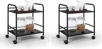 SunnyPoint 2-Tier Metal Rolling Utility Cart – Mobile Storage Shelf with Caster Wheels – Small Space Organizer for Home, Office, Bedroom, Kitchen (BLK) (Pack of 2) by SunnyPoint