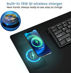 Desk Mat Wireless Charging Mouse Pad Large 32x16 Journey Desk Pad Mat with Wireless Charger Waterproof Black Leather Computer Mat with Phone Charger Mousepad Non-Slip for Keyboard and Mouse - Image 5