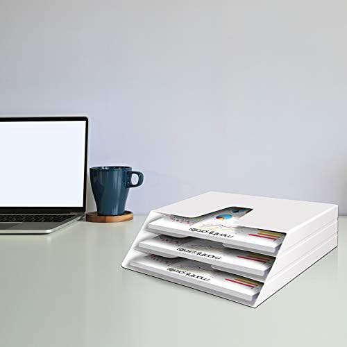 Acrimet Horizontal Triple File Folder Organizer Sorter, Letter Size, White - Image 3