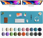 Aothia Faux Leather Desk Mat - Large Mouse Pad, Non-Slip PU Leather Blotter, Waterproof Writing Surface for Office and Home (Turquoise, 63" x 17") by AothiaSimpleNaturalUnique