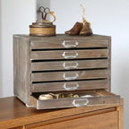 Vintage Wooden Storage Box with 6 Drawers Desktop Organizer Cabinet Rustic Farmhouse Distressed Decor Jewelry Cosmetics Craft Paper Small Tool Library Card Catalog Cabinet for Home Office Desk Brown - Image 5