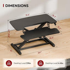 SANODESK 32" Height Adjustable Standing Desk Converter, Desk Riser Sit Stand Workstation for Home Office Laptop & Dual Monitor Setup, Ergonomic Lift Platform, Black - Image 2