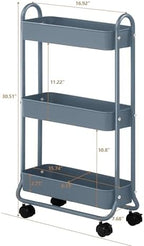 SunnyPoint Slim Rolling Storage Cart, 3 Tier Bathroom Storage Organizer Bathroom, Laundry Utility Cart (Blue) - Image 6