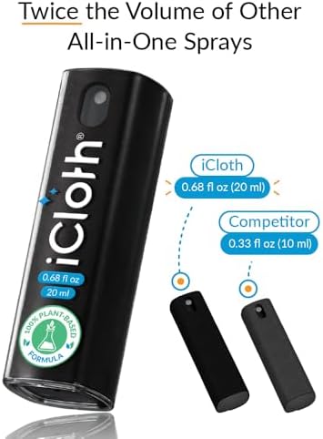6X iCloth 2-in-1 Screen Cleaner Spray & Microfiber Cloth for Laptops, Tablets, Phones, Car Screens & Touchscreens, Streak-Free & Anti-Smudge, Large 0.68 fl oz (20ml) Bottles for Family Use - Image 3