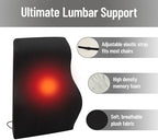 Mind Reader Heated Lumbar Support Cushion with Gentle Heat and Timer, Memory Foam Lower Back Pillow for Office Chair and Home Use, Black - Image 5