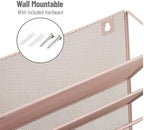 5 Tier Wall Mount Metal File Organizer, Rose Gold Mesh - Image 3