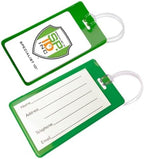 Bulk 100 Pack - Backpack ID Luggage Tags for Student Identification Cards - School Name Badge Holder for Backpacks - Business Card Size - Sturdy Plastic Suitcase Tag with Clear Window (Green) by SpecialistID