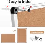 Cork Board Bulletin Board 36 x 48, Silver Aluminium Framed 4x3 Corkboard, Foldable Office Board for Wall, Large Wall Mounted Notice Pin Board with 36 Push Pins for School, Home & Office - Image 7