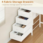 58" White L Shaped Desk with Bookshelf and 3 Drawers for Home Office - Image 6