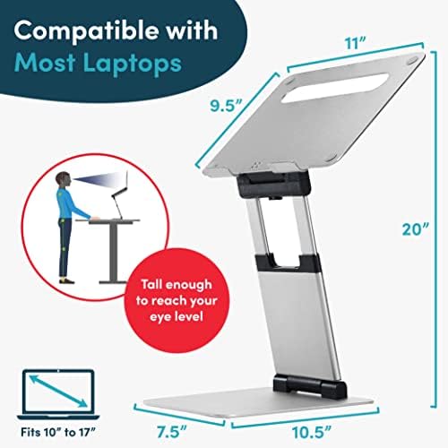 Lifelong Aluminum Adjustable Laptop Stand, Extra Tall 20" Riser, Silver - Image 5