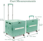 Inspired Living Collapsible Folding Utility Cart, Heavy-Duty Rolling Crate with 360° Wheels, Telescoping Handle, Hidden Lid, Holds 200 Lbs, Pale Mint - Image 2