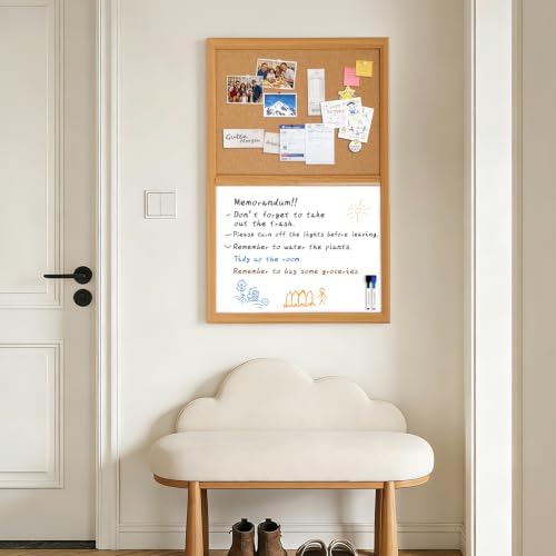 ARCOBIS Cork Board White Board Combo with MDF Wood Frame - Image 4