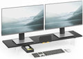 TEAMIX 39.4 inch Dual Monitor Stand with Acrylic Leg, Drawer & Phone Holder by TEAMIX