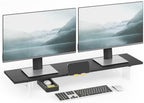 TEAMIX 39.4 inch Dual Monitor Stand with Acrylic Leg, Drawer & Phone Holder by TEAMIX