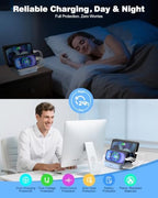 MSTJRY Charging Station for Multiple Devices : 5 Port Multi USB-A Charger Stations Multi-Device Organizer Charging Dock Designed for iPhone iPad Cell Phone Tablets (7 Short Cables Included), Blue - Image 4