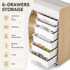 Rolling Craft Cart with 6 Drawers, Pegboard and Locking Wheels Natural - Image 4