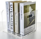 Acrylic File Holder for Desk - 4 Slot Vertical Magazine Organizer & Bookend - Clear Document Sorter Rack for Folders, Binders, Notebooks & Reports - Non-Slip Office Desktop Storage Sorter - Image 3