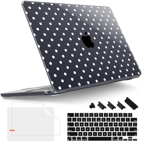 Tuiklol for 2026 2025 2024 2023 MacBook Air 15 inch Case Model M5 A3448 M4 A3241 M3 A3114 M2 A2941 Hard Shell Case for MacBook 15.3'' Cover, Spot-White by Tuiklol