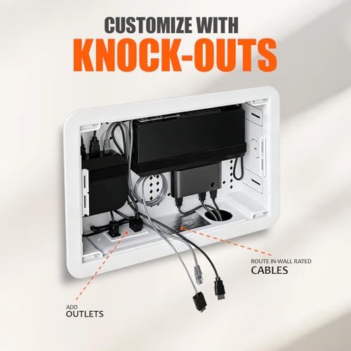in-Wall Media Box - TV Cable Management Kit, Structured Media Enclosuree, Home Theater Box, Compatible with Roku, Apple TV, Samsung One Connect Mini - WiFi Friendly, Dual Purpos, White-9" - Image 4