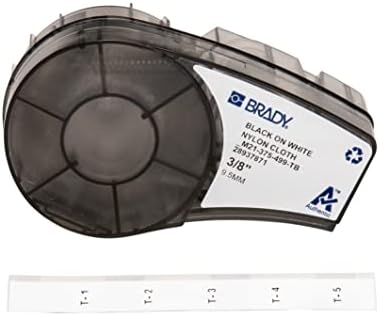 Brady Authentic (M21-375-499-TB) Multi-Purpose Nylon Label for General ID, Wire Marking, and Lab Labeling, Black on White - Designed for M210, M210-LAB, M211, BMP21-PLUS and BMP21-LAB Label Printers by BradyCorp