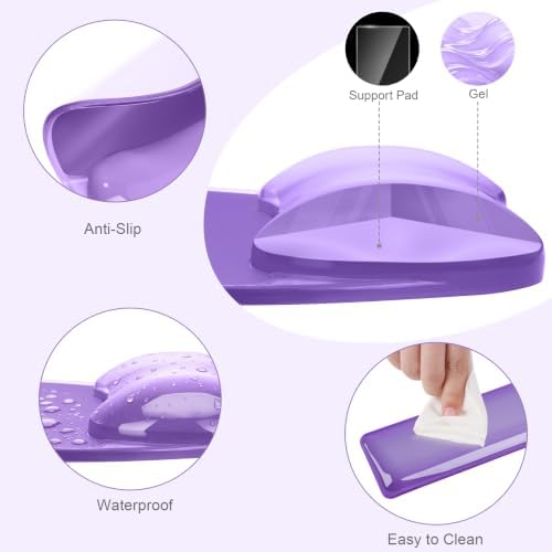 MOSISO Cooling Gel Wrist Rest Support for Mouse Pad&Keyboard Set, Purple - Image 4