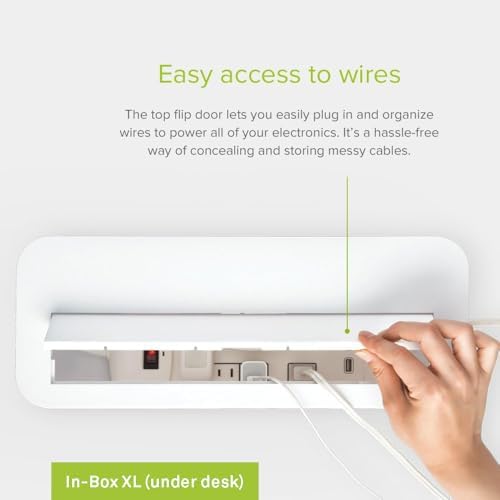 in-Box Cable Box Set with Extra Large Surge Protector Concealer Cable Management for Under Desk and Mobile Charging Station Power Strip Organizer for Desktop, White - Image 5