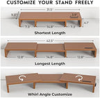 BONTEC Dual Monitor Stand Riser, Adjustable Length & Swivel Angle, Walnut - Image 3