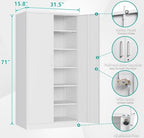SISESOL Metal Storage Storage Cabinet with 5 Adjustable Shelves,White Metal Cabinet with Locking Doors,Steel Pantry Cabinet with Lock,71" Lockable Storage Cabinet for Home,Office,Garage,Kitchen,Shop - Image 3