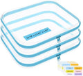 3 Pack Extra Large Clear Hard Shell Zipper Case with Labels, Teal by OrgEase