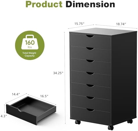Sweetcrispy 7 Drawer Wooden Dresser, Storage Cabinets, Room Organization - Image 3