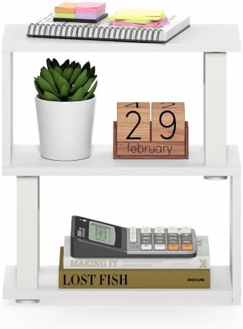 Furinno Turn-N-Tube Desk Organizer, 3-Tier Desktop Book Shelf, White - Image 4