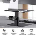 BoYata Monitor Stand, Adjustable Height Metal Desktop Riser, Black - Image 6
