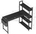 Treesland 47 Inch Computer Desk with Bookshelf, Corner Desk with Storage, L Shaped Desk, Home Office Desks, Writing Study Desk for Bedroom, Black - Image 3