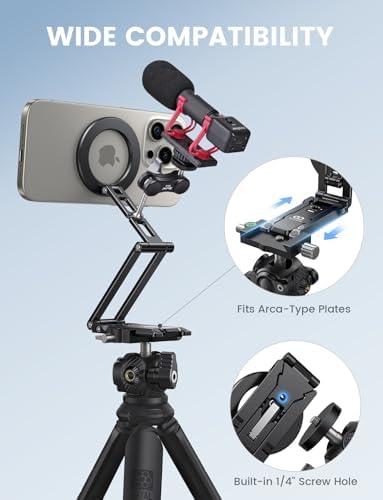 Lamicall for MagSafe Tripod Stand Ultra-Compact with 1/4" Screw, Arca, Hook - Image 3
