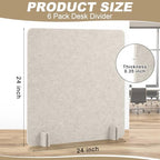 6 Pcs Acoustic Desk Divider Partition Privacy Panel 24 x 24",Light Camel - Image 2