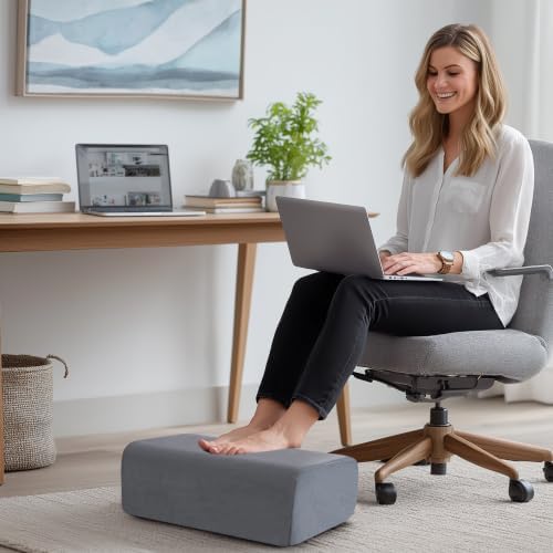 Ganondorf Foot Rest for Under Desk at Work Adjustable Foot Rest Under Desk Ergonomic Foot Stools for Under Office Desk Leg Pillow for Underdesk Footrest with Washable Cover, Grey - Image 4