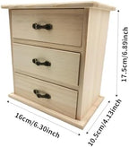 2-Pack Unfinished Solid Pine Wood Box with 3 Mini Drawers, Blank Natural Wooden Jewelry Organizer, Paintable and Carvable Storage Box for Arts, Crafts and DIY Projects - Image 2