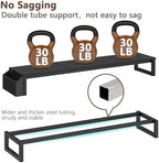 LAND·VOI Dual Monitor Stand Riser,41.5'' Long Monitor Stand for 2 Monitors, Wood and Steel Computer Monitor Stand, Desktop Oraganizer with Pen Holder, Monitor Riser for Desk Computer,Laptop,TV, Black - Image 2