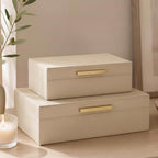 Decorative Storage Boxes with Lids - Set of 2 PU Leather Organizer Bins by ZICOTO