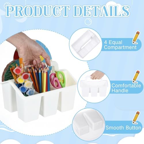 WILLBOND 12 Pcs Classroom Storage Caddies Stackable Utility Caddy, White - Image 5