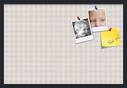 PinPix 30x20 inch Cork Bulletin Board. This Decorative Framed Pin Board Comes with Diamond Pattern in Shades of Grey Design and Satin Black. Ideal for Home, Office Decor or School (PinPix-373) by PinPixBulletinBoards