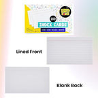 School Supply Boxes | 3x5 White Index Cards (100 ct.) | 100 Pack | Lined in Front, Blank in Back - Image 2