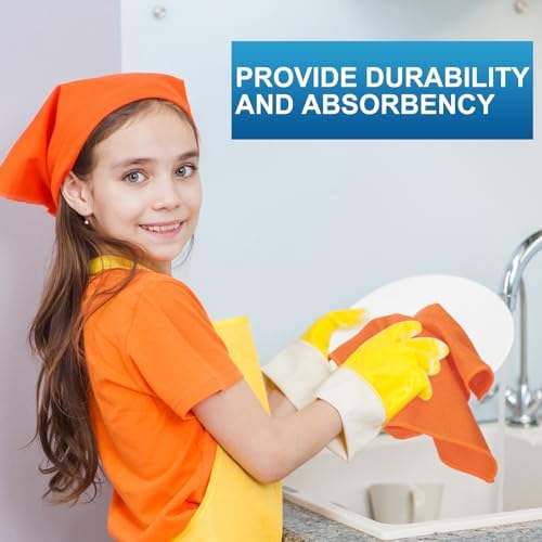 Tenare 100 Pack 12'' x 12'' Microfiber Cleaning Cloths Reusable Cleaning Rags Bulk Microfiber Towels Softer Highly Absorbent Washcloths for House Kitchen Car Window(Orange) - Image 5