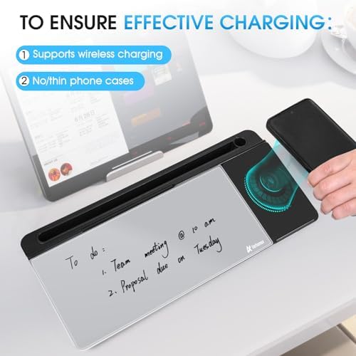 Varhomax Glass Desk Whiteboard with Wireless Charger - Image 3