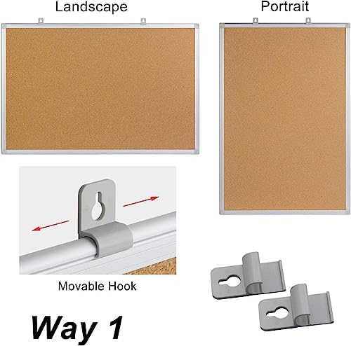 Cork Board Bulletin Board 24 x 18 Inches, Silver Aluminium Framed Corkboard, Office Board for Wall Cork, Large Wall Mounted Notice Pin Board for Home, Office and School - Image 6