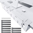 NODOCA No Drill Under Desk Cable Management Tray, 17'' Wire Management, Punch-Free Clamp on, Metal Cable Tray, Wire Organizer Under Desk, Under Desk Basket for Office and Home, White(2 Packs) by NODOCA
